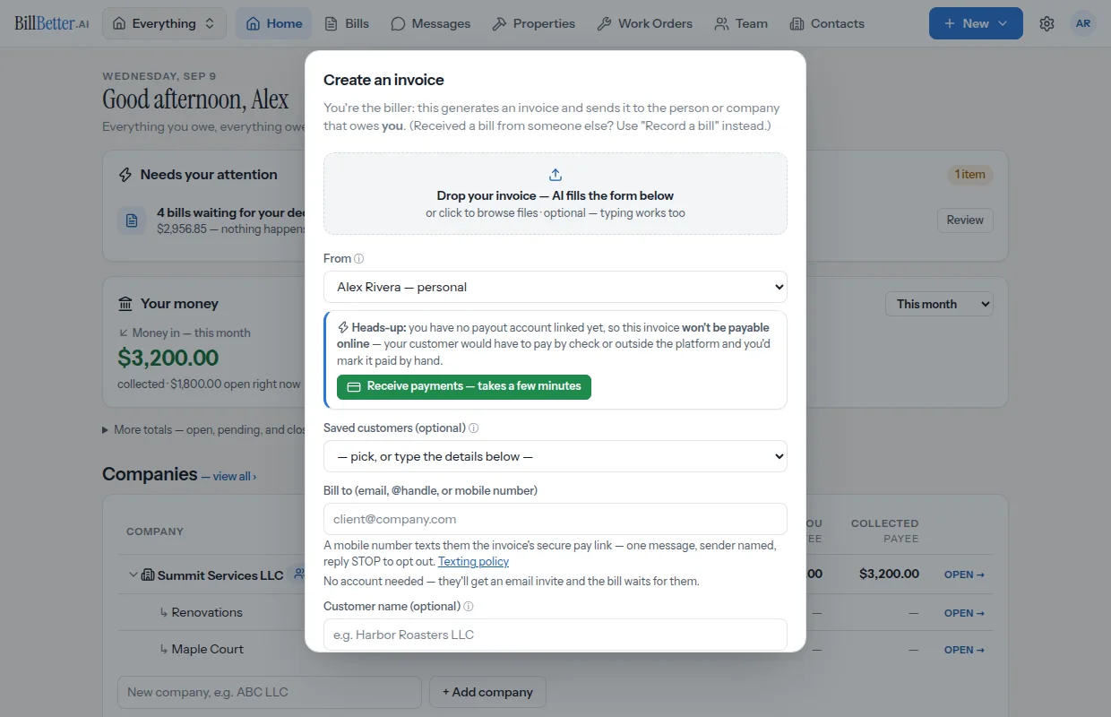 Creating an invoice